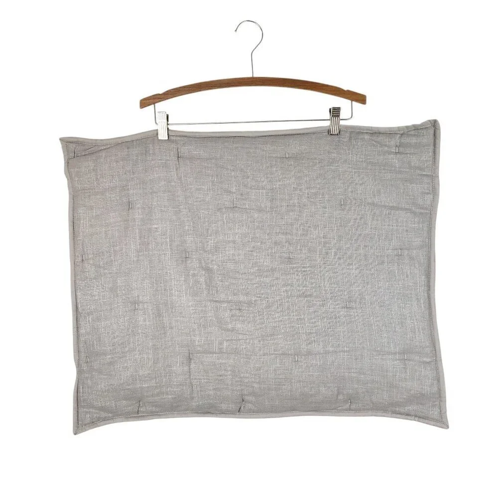 West Elm Standard Pillow Sham Silver Gray Quilted Linen Blend Pillow Cover
